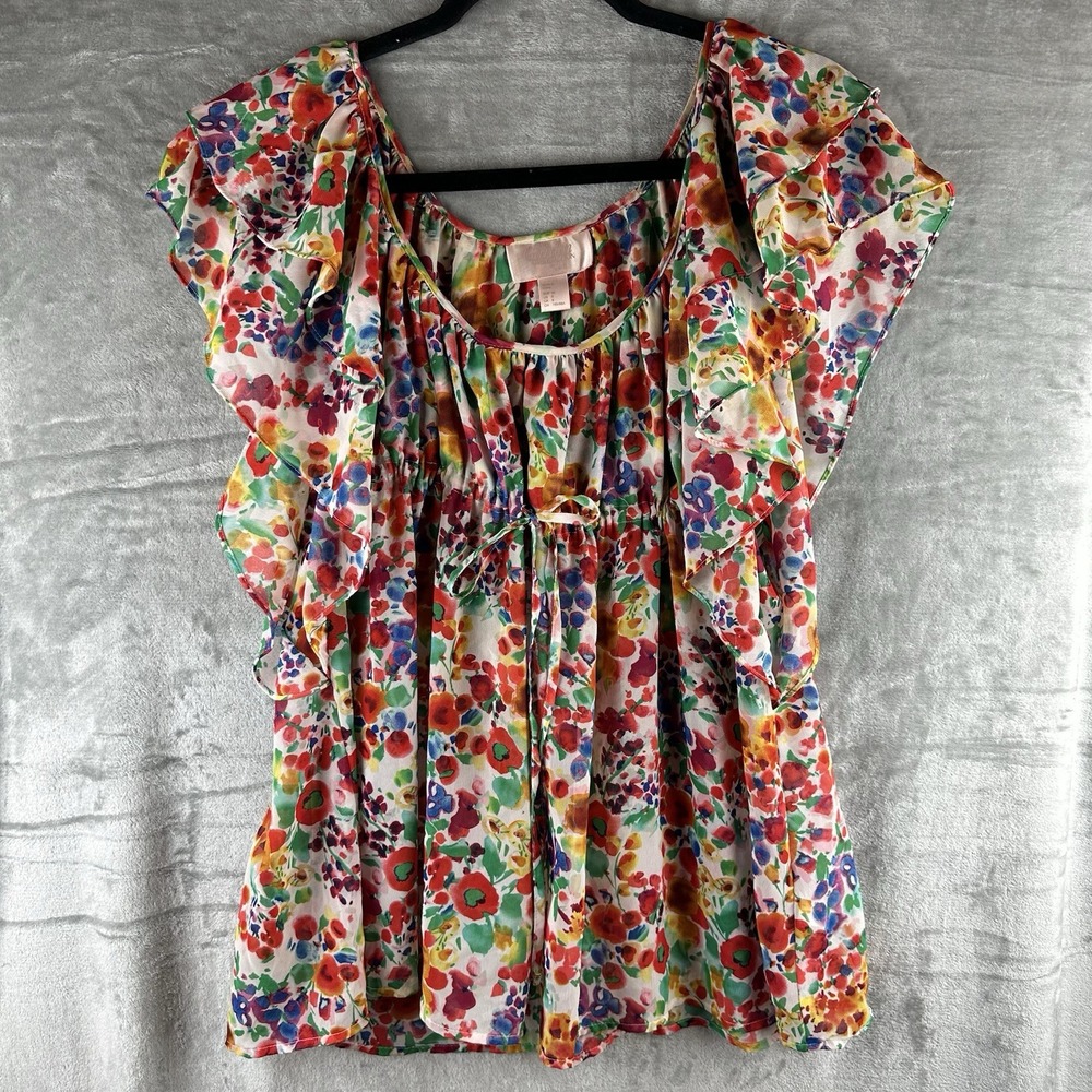 H&M Blouse Women's 8 Multicolor Floral The Garden Collection